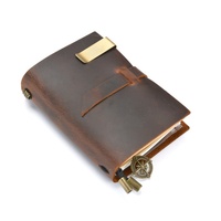 Carnet de notes de haute qualité en cuir Crazy Horse, format A5, couverture rigide, 120 feuilles, reliure à feuilles pliées, gaufré/imprimé