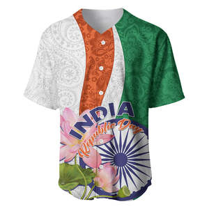 Inde Jour de l'Indépendance Baseball Jersey Indien Paisley Motif En Gros Haute Qualité À Manches Courtes Baseball Chemises Surdimensionné - Product Image 3