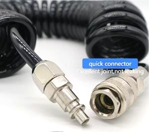 <strong>Flexible</strong> 5M Penumatic Red Blue Black Trailer Spiral Coiled Air Line <strong>Hose</strong> Roll Set 120mm - Product Image 2