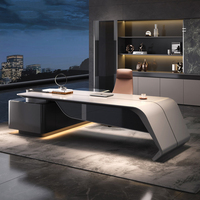 Meubles de bureau modernes minimalistes, bureau de direction en forme de L avec rangement pour PDG, solutions de mobilier de bureau tout-en-un