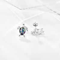 YFN Bijoux 925 Sterling Silver Beach Animal Design Abalone Shell Sea Turtle Stud Boucles d'oreilles
