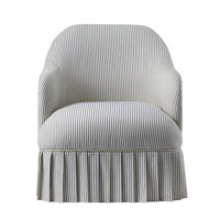 Fauteuils d'appoint rembourrés rayés blancs et rouges de style vintage français pour salon, chambre à coucher, fauteuil à jupe, chaise de coiffeuse à vendre