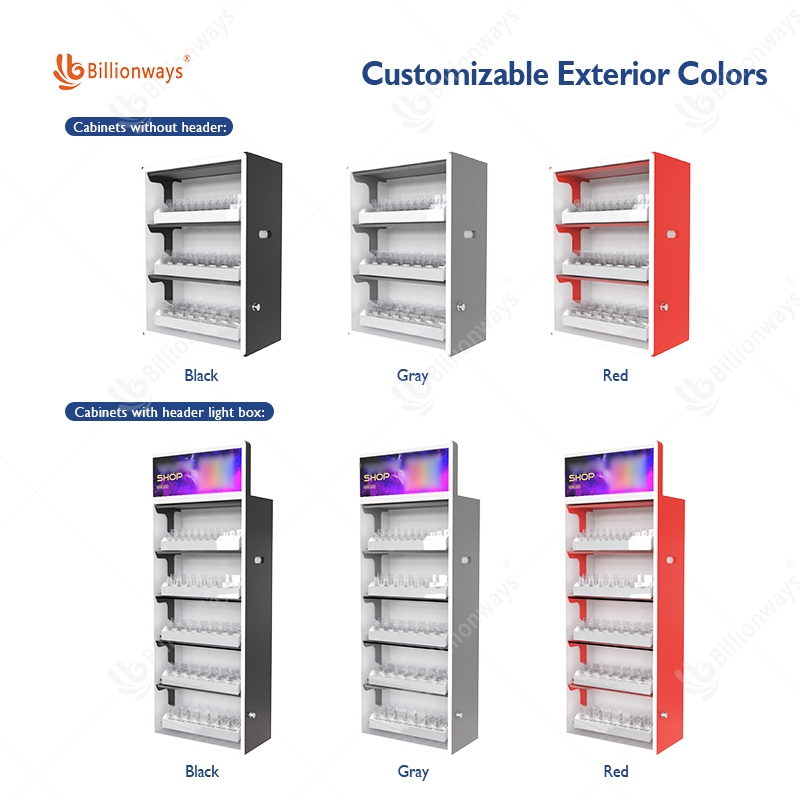 supply electronic cigarette display cabinet Custom 3 Slot Linked Structure Door Cigarette Display Case Abs Plastic Led  Tobacco Cabinet for Tobacco Shop