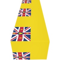 Chemin de table en polyester personnalisé avec drapeau de Niue, idéal pour table à manger, table console, pour la décoration de la maison et des banquets
