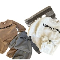 Conjunto Casual de Felpa Gruesa para Niño 2025 Nuevo de Dos Piezas con Top y Pantalones para Otoño Invierno