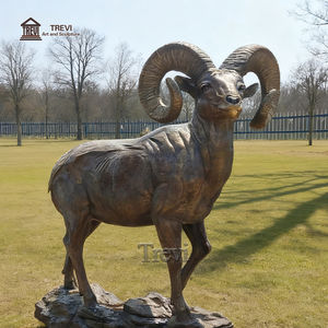 TREVI Castle Wilderness Outside Life Size Animal <span class=keywords><strong>Cabra</strong></span> Estatuas Bronce Big Horn Oveja Escultura para la venta - Product Image 3