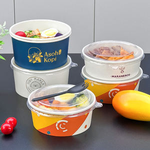 Envases de Papel Biodegradables para Alimentos para Llevar, Tazones para Ensalada de 500 ml a 1500 ml, Tazón Redondo Desechable de Kraft para Envasado de Alimentos - Product Image 1