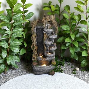 Grande fontaine de cascade en <span class=keywords><strong>pierre</strong></span> de polyrésine artificielle rougeoyante décoration extérieure de <span class=keywords><strong>jardin</strong></span> <span class=keywords><strong>avec</strong></span> le style moderne de LED - Product Image 1