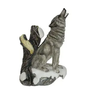 Polyresin Wolf Wall Mount Sculpture, Art Collectible Figurines Resin Wolf Sculpture Animal Statues 6.69 inch x 9.64 inch