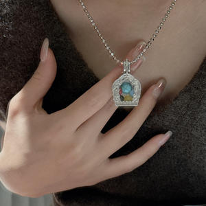 Pendentif en argent pur S925 de style tibétain rétro, nouveau collier simple de style chinois Tang Grass - Product Image 1