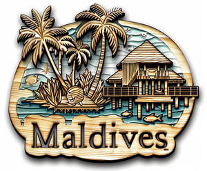 Logo personalizzato Maldive camera vista mare albero di cocco in legno inciso Souvenir frigorifero magnetico in legno magnete <span class=keywords><strong>frigo</strong></span> - Product Image 6