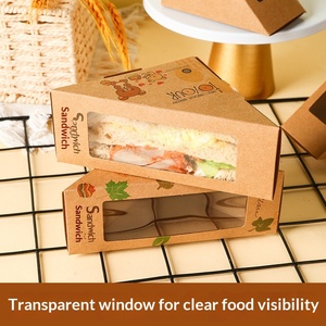 Boîte d'emballage pour sandwichs vintage, épaisse, biodégradable, design triangulaire, avec fenêtre transparente - Product Image 4