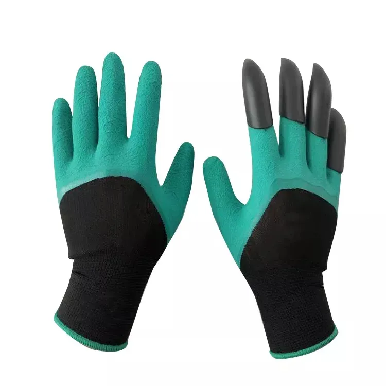 W007 Wholesale High Quality Amazon Guantes Planting Working Fingertips Waterproof Latex Safety Foam Garden Gloves With Claws