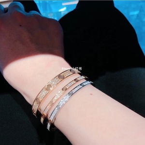 Pulseras de Lujo Jessy <span class=keywords><strong>Fashion</strong></span>, Brazalete de Acero Inoxidable con Dijes SCREW LOVE de 2 Líneas, Completamente Adornado con Diamantes - Product Image 6