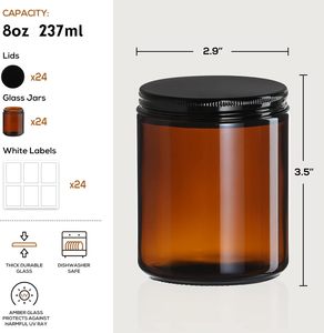 Venta al por Mayor de Frascos de Vidrio Ámbar de 8oz/250ml para Velas, Portavelas con Tapa Metálica Resistente al Calor, para Navidad y Uso Durante Todo el Año - Product Image 3
