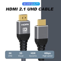 Cable HDMI 2.1 8K, 8K 60Hz 4K 120Hz 48Gbps de Alta Velocidad con Soporte 3D, Cable HDMI 2.1 UHD para HDTV, Proyector, Monitor de PC