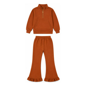 Sudadera personalizada con media cremallera para bebés niñas, de algodón orgánico y elastano, suave y más gruesa, para otoño, ideal para conjuntos festivos y ropa a juego para hermanas, venta al por mayor - Product Image 3