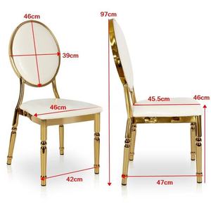 Gold Plating White Leather Wedding <b>Dining</b> <b>Chair</b> <b>Stackable</b> Event Furniture for Party Banquet Living Room Apartment Park Use - Product Image 3