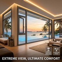 Fenêtre à battant panoramique GELLJA à cadre étroit de 20 mm, design minimaliste, en aluminium, ouverture vers l'extérieur, pour bâtiments de grande hauteur