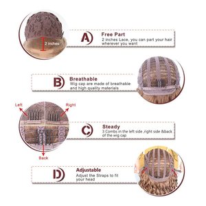 Peluca frontal Ebingoo marrón oscuro para mujer, rubia miel, corta, rizada, sintética, color caramelo, moderna, pequeña - Product Image 4