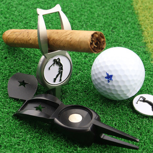 <b>Golf</b> Multi Functional Green Fork With Cigar Holder Magnetic Ball Marker Zinc Alloy Universal Use - Product Image 1