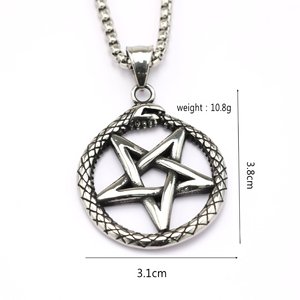 Yunnique Stainless Steel Men's Pendant Viking <b>Snake</b> Pentagram Charm Star Shape Geometric Asymmetry Themed Jewelry Gift Clothing - Product Image 5