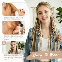 Extensioni per capelli sintetiche con clip, trecce bohémien con clip, dreadlock con clip, trecce con perline e ciondoli, 2 pezzi, capelli intrecciati stile Boho