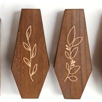 Pot Tanaman Dinding Kayu Ukiran Daun Bernuansa Walnut, Dekorasi Dinding Minimalis Boho Vas Dinding Multi Pola untuk Pajangan Bunga Kering di Dalam Ruangan