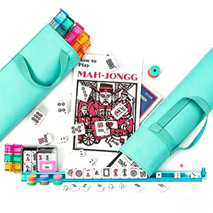 Ensemble de Mahjong Premium 166 tuiles blanches avec 1 grand sac et 2 sacs souples, sac de Mahjong américain portable bleu lac - Product Image 5