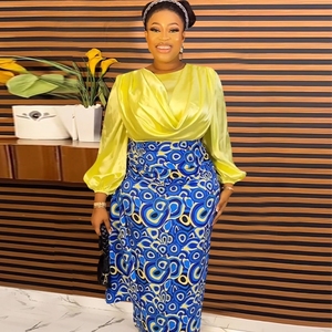 Abito <span class=keywords><strong>da</strong></span> <span class=keywords><strong>sera</strong></span> a due pezzi <span class=keywords><strong>oversize</strong></span> <span class=keywords><strong>da</strong></span> donna africana con stampa a contrasto di colore alla moda - Product Image 4