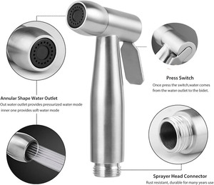 Pulvérisateur de bidet manuel à haute pression en acier inoxydable 304, écologique et moderne, pour salle de bain - Product Image 3