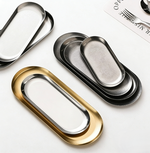 Petite assiette ovale jetable dorée en acier inoxydable avec extension divisée pour la restauration et la <span class=keywords><strong>vaisselle</strong></span> de fête - Product Image 3