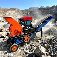 Concasseur à marteaux diesel portable PC 300*400 |   Concasseur de pierres mobile 5-10t/h pour l'exploitation minière et la construction