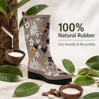 Bottes de pluie mi-mollet en caoutchouc naturel écologique recyclable, best-seller, avec logo personnalisé pour femmes, idéales pour l'utilisation quotidienne au jardin