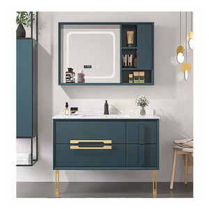 Modern Two-Drawer Solid <strong>Wood</strong>/Plywood Floating Wall Hung Bathroom <strong>Vanity</strong> <strong>Unit</strong> Mirror Basin Hotel Use Stylish Design Easy Clean - Product Image 1