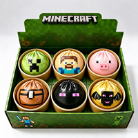 Promotion : Lot de 6 jouets anti-stress personnalisés en TPR, motif dessin animé de jeu de pixels, en forme de pain vapeur, pour enfants et adultes