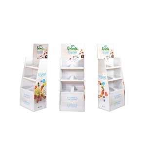 ขาตั้งโชว์สินค้าแบบพับได้ ผลิตจากกระดาษรีไซเคิล เป็นมิตรต่อสิ่งแวดล้อม สำหรับร้านค้าปลีก ใช้จัดแสดงสินค้าประเภทขนม อาหาร และเครื่องดื่ม - Product Image 1