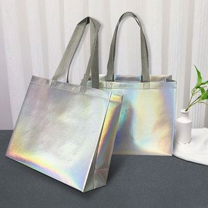Bolsa de Regalo Brillante Reutilizable, Bolsa de Compras Plateada Metálica, Bolsa de Tela No Tejida con Diseño Láser, Bolsa de Sublimación - Product Image 2