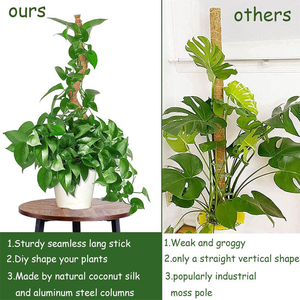 Poteau <span class=keywords><strong>de</strong></span> support pour plantes grimpantes d'intérieur en <span class=keywords><strong>fibre</strong></span> <span class=keywords><strong>de</strong></span> coco naturelle et écologique avec <span class=keywords><strong>fibre</strong></span> <span class=keywords><strong>de</strong></span> mousse pour la maison et le jardin - Longueur personnalisable - Product Image 1