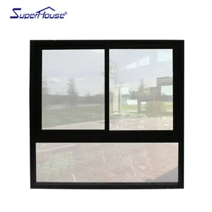 NFRC Moustiquaire personnalisée en usine/gril/maille haute double fenêtre coulissante en PVC pour villa en verre trempé
