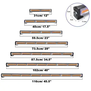 High Performance 8 COB Strobe Flashing Light Bar 45'' Inches 116 CM Warning Bar Lights 12V 24V Slim Emergency Traffic Advisor