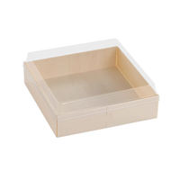 Boîte alimentaire carrée en bois biodégradable jetable personnalisée et boîte à charcuterie pour sushis, gâteaux, pâtisseries et emballages cadeaux