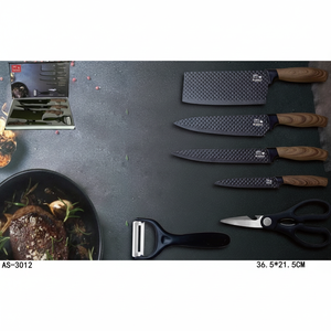 CASAMAX WL AS-3012 Set di 6 Coltelli in Acciaio al Carbonio con Pelapatate e Forbici, Manici in Legno, Design Ambidestro - Kit Utensili da Cucina - Product Image 2