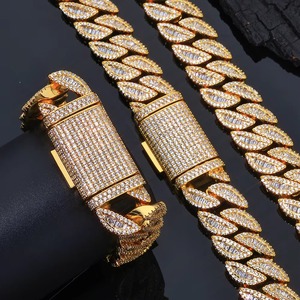 Collar Cubano de Plata de Ley 925 con Baño de Oro Vermeil de 18K y Moissanita VVS, Estilo Hip Hop Urbano, Pasa la Prueba del Diamante, para Hombre - Product Image 2