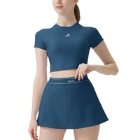 Ensemble de sport yoga 2 pièces : Crop top et jupe avec short intégré – Spandex/Nylon respirant, séchage rapide, extensible dans quatre directions, grande taille, taille haute