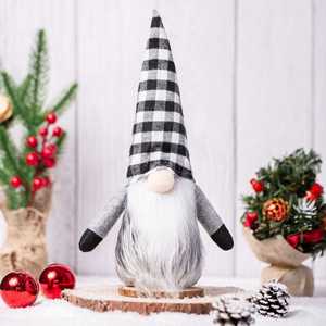 <b>Handmade</b> Santa Checked Pattern Christmas Gnome <b>Dolls</b> Hats Swedish Tomte Reindeer Ornaments Nordic Winter Holiday Gifts for - Product Image 4