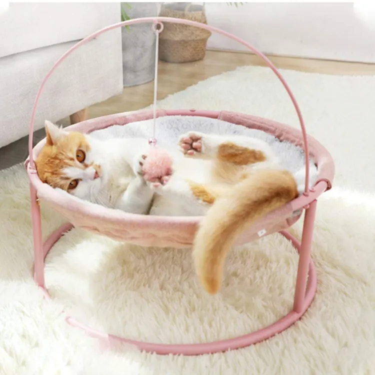 เปลญวนเตียงนอนแมวนุ่มถอดได้,โครงสร้างแข็งแรงถอดได้พร้อมลูกห้อย