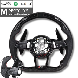 <span class=keywords><strong>Volant</strong></span> en cuir semi-perforé pour <span class=keywords><strong>Audi</strong></span> R8 <span class=keywords><strong>A3</strong></span> A4 A5 A6 C7 B6 B8 B9 RS3 8V RS4 RS7 SQ5 Q3 Q5 Q7RS, fibre de carbone personnalisée, LED - Product Image 1