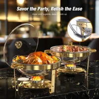 Ensemble de buffet de luxe 5QT en acier inoxydable pour maintien au chaud des aliments, idéal pour la restauration, les mariages et les événements.