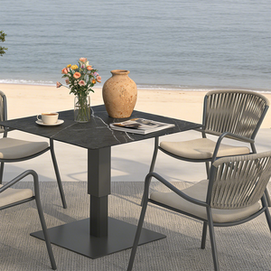 Ensemble de salle à manger d'extérieur DWOO <span class=keywords><strong>5</strong></span> pièces avec structure en aluminium moderne et chaises en corde rembourrées pour patio et balcon - Product Image 4